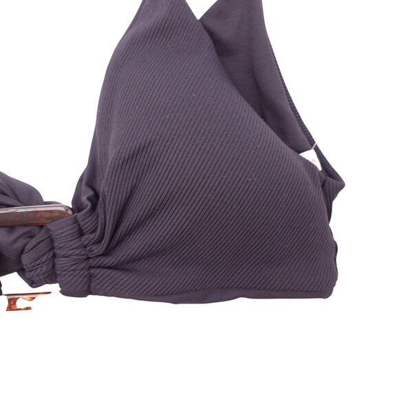 NWT Becca Modern Edge Convertible Ribbed Bikini Top Sz M Black Removable Cups - Picture 5 of 11